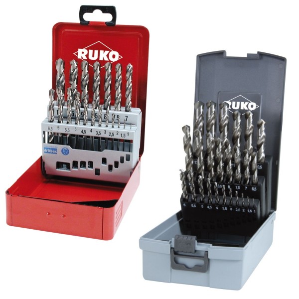 Spiralbohrer-Satz DIN 338 Typ N, HSS-G in ABS-Kunststoffkassette oder Stahlkassette